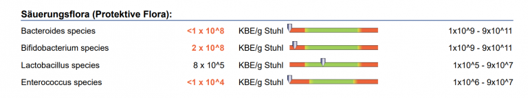Testergebnis einer Stuhlprobe zum Thema Darm Probiotika